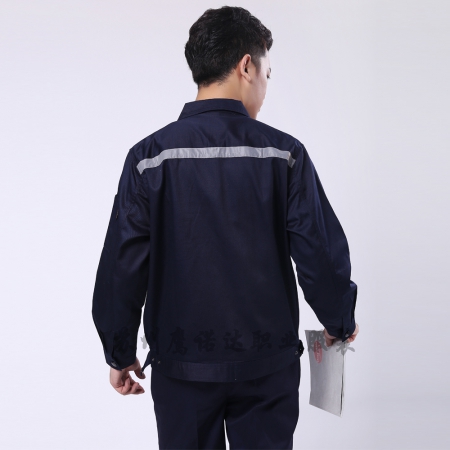 藏青拼米色涤棉线卡造纸厂工作服AC090-YS